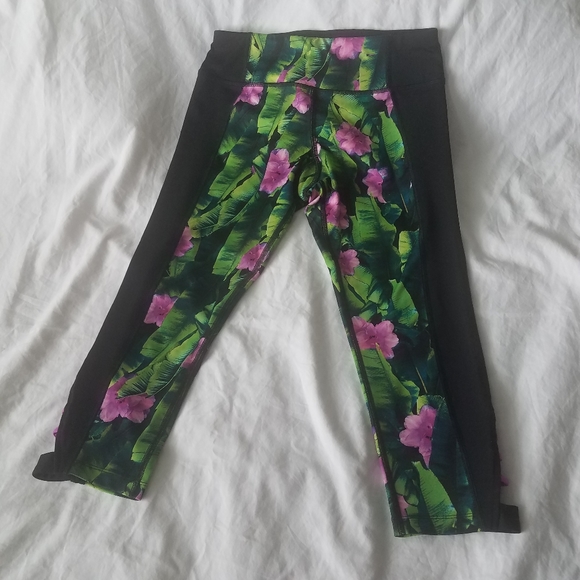 Betsey Johnson jungle flower color block leggings - Picture 2 of 11